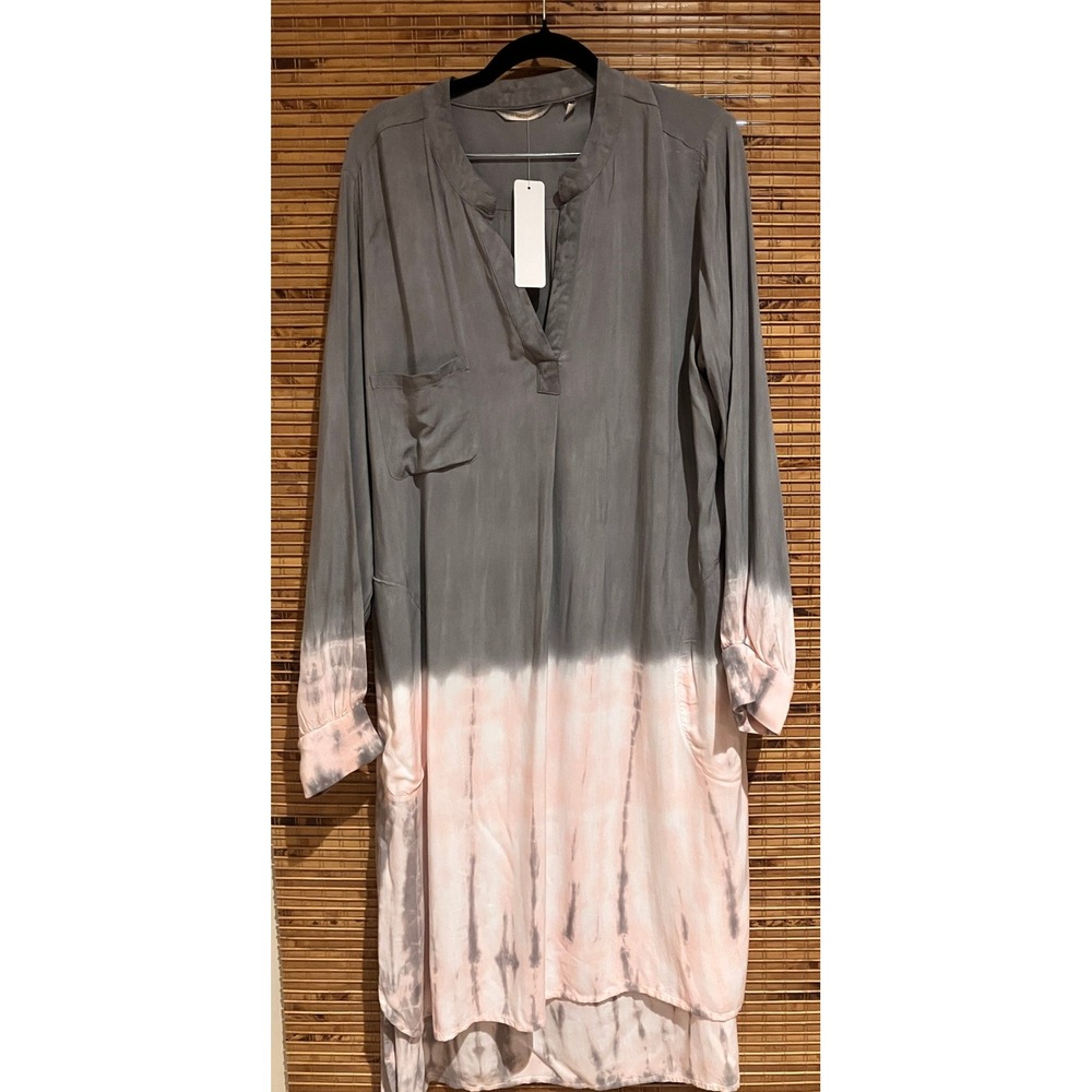 Soft Surroundings Womens XL Grey Pink Ombre Rayon Tunic Dress 28546‎ Long Sleeve
